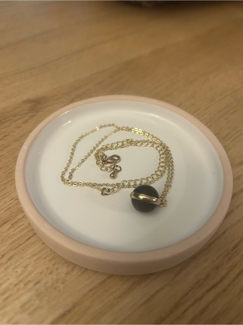 Gold Chain Necklace with Black Onyx Bead Accent